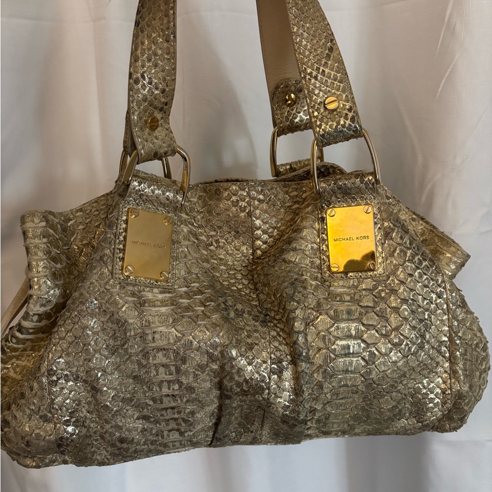 Michael Kors Collection Rehearsal Gold Python Bag